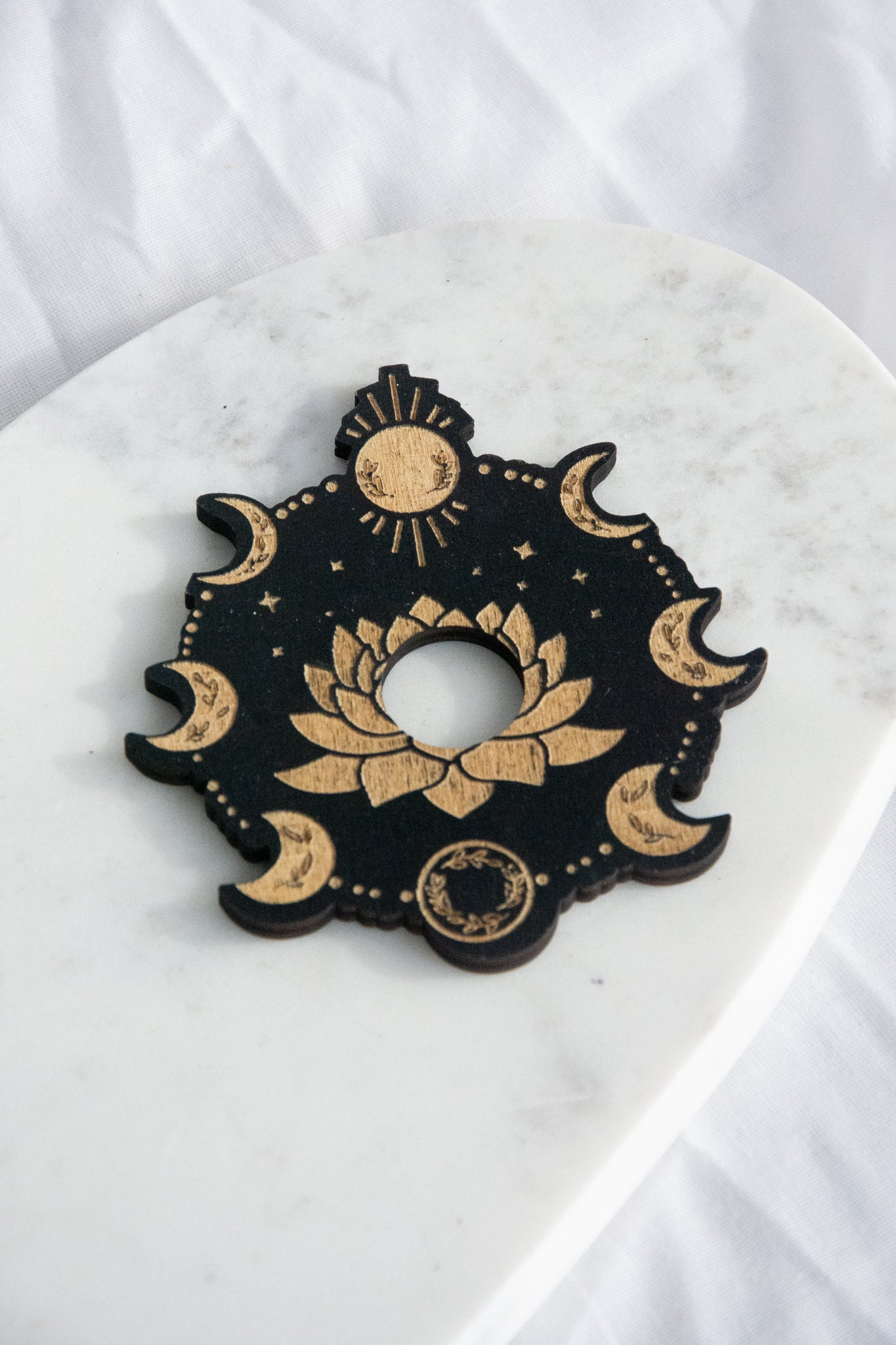 Support sphère cycle lunaire en bois