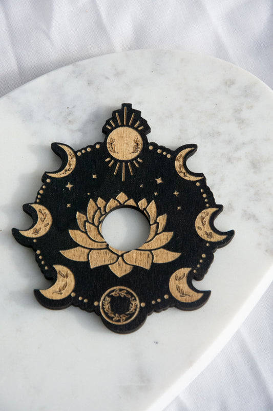 Support sphère cycle lunaire en bois