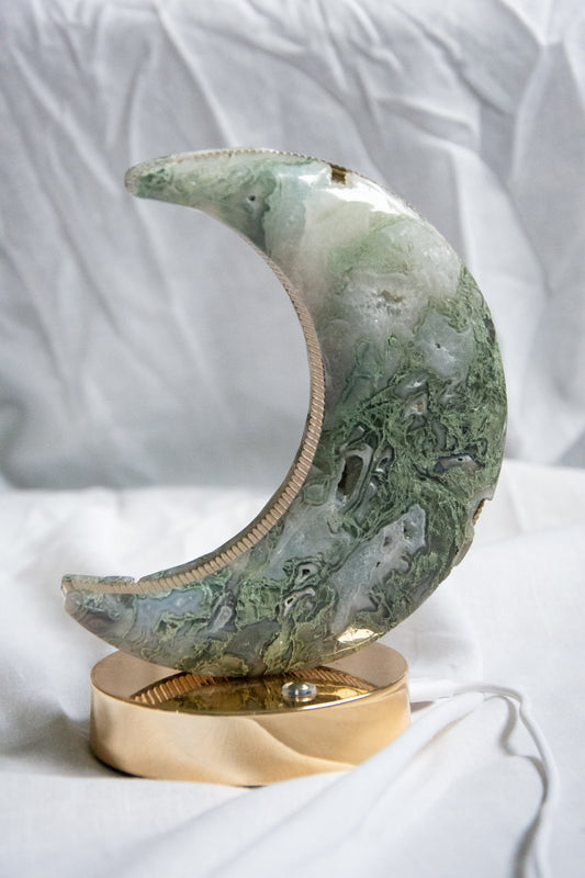 Lampe lune en agate mousse naturelle