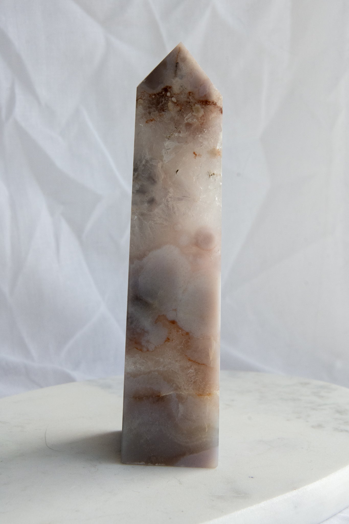 Tour XL d'Agate fleur avec inclusion d'Améthyste