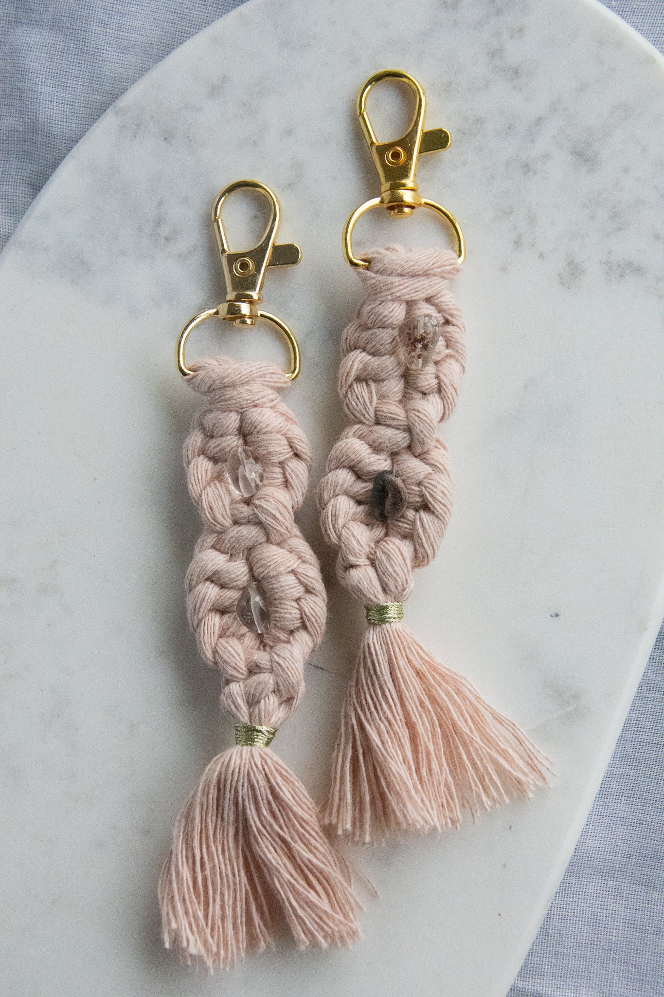 Porté clé macramé et pierre naturelle
