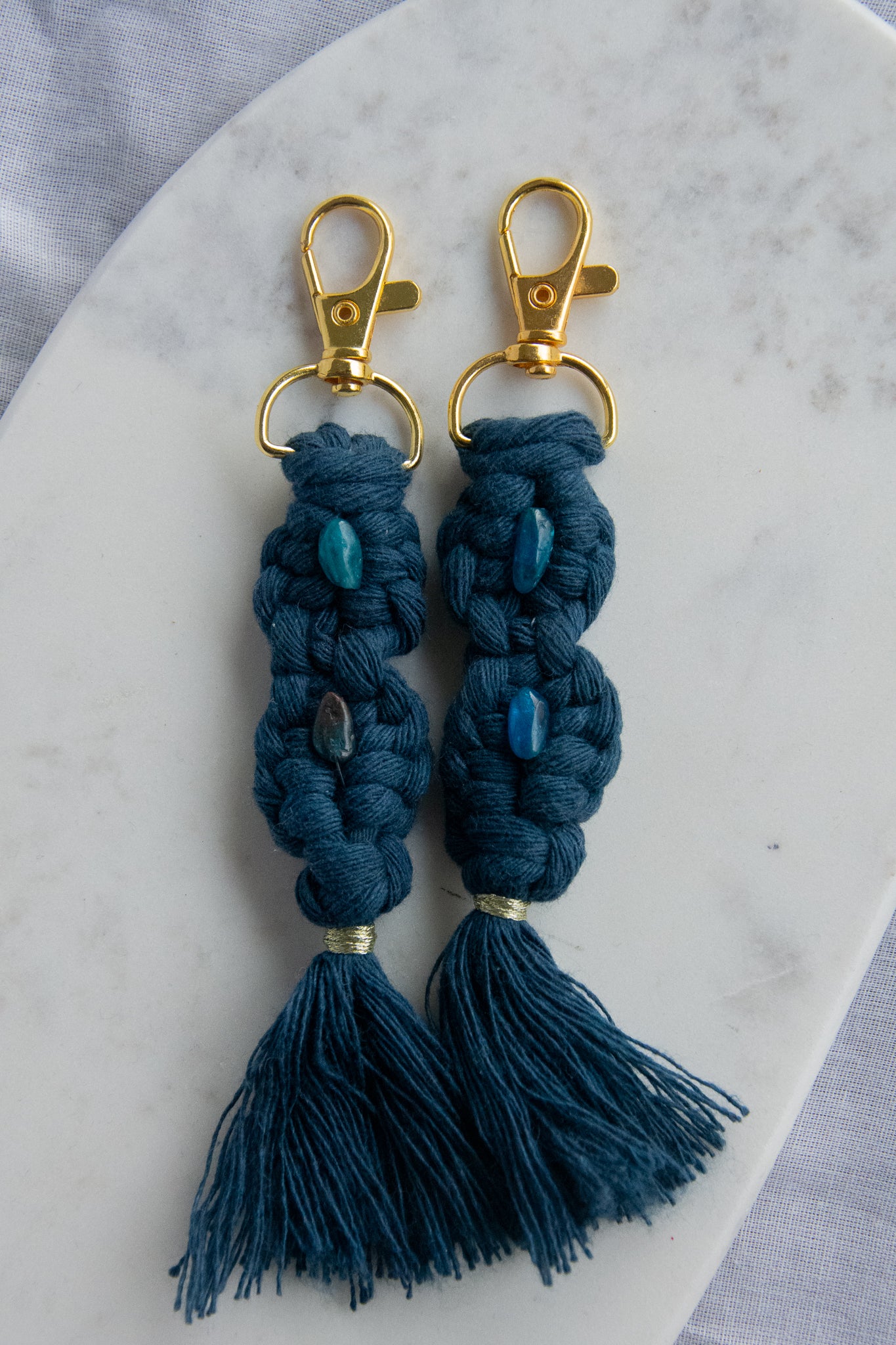 Porté clé macramé et pierre naturelle