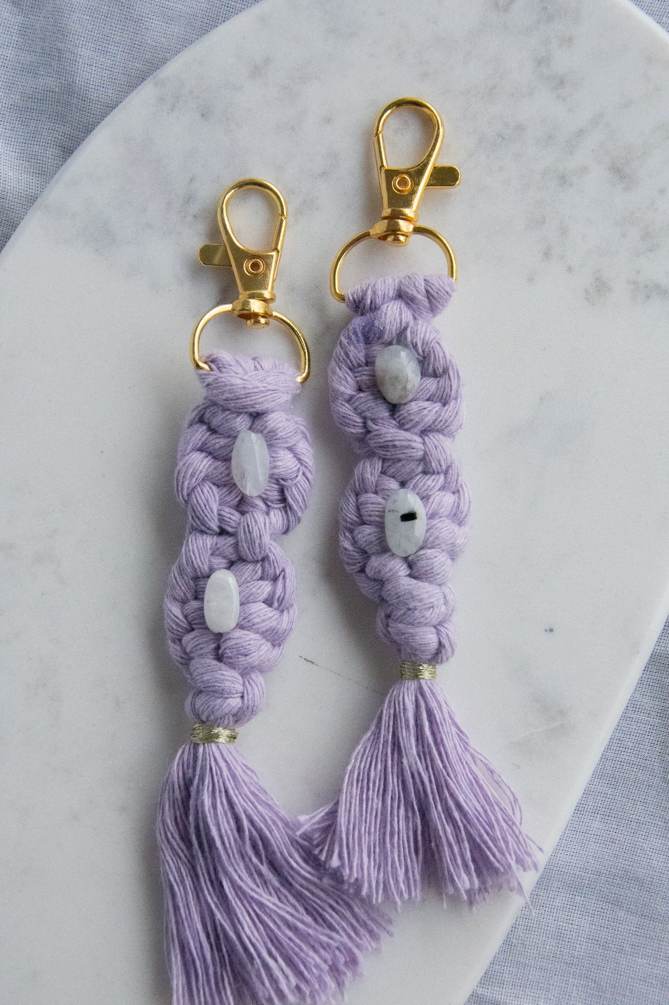 Porté clé macramé et pierre naturelle