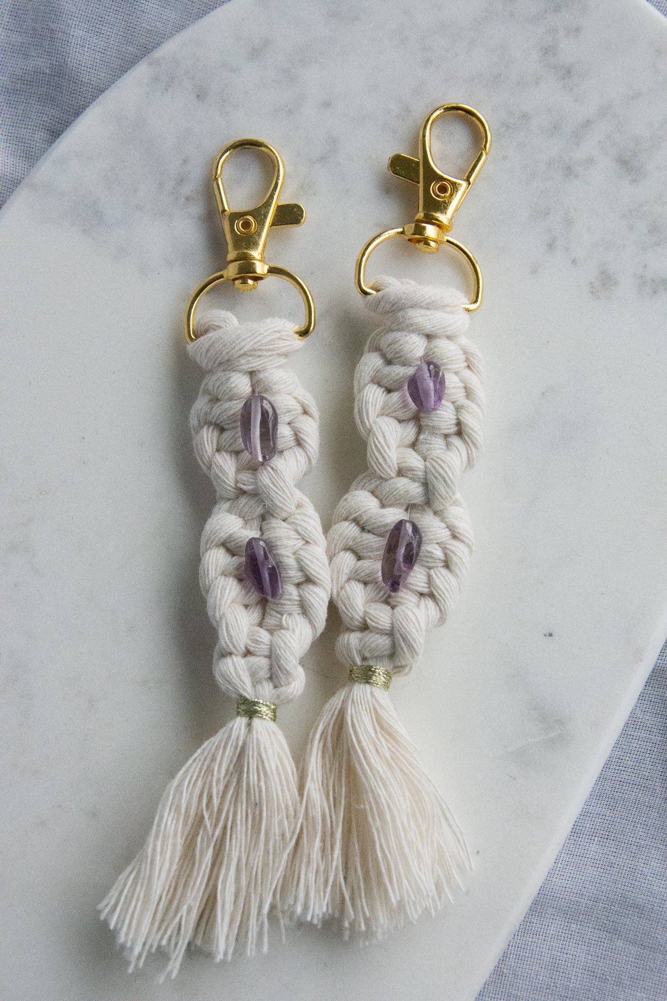 Porté clé macramé et pierre naturelle