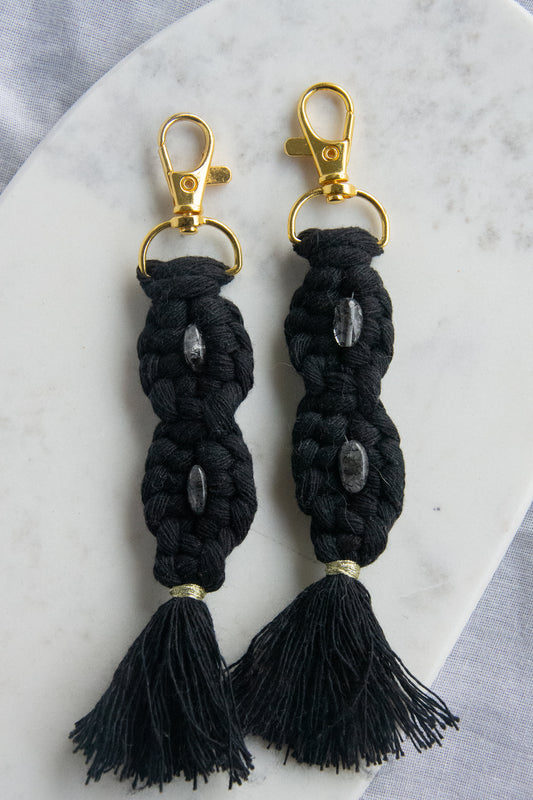 Porté clé macramé et pierre naturelle