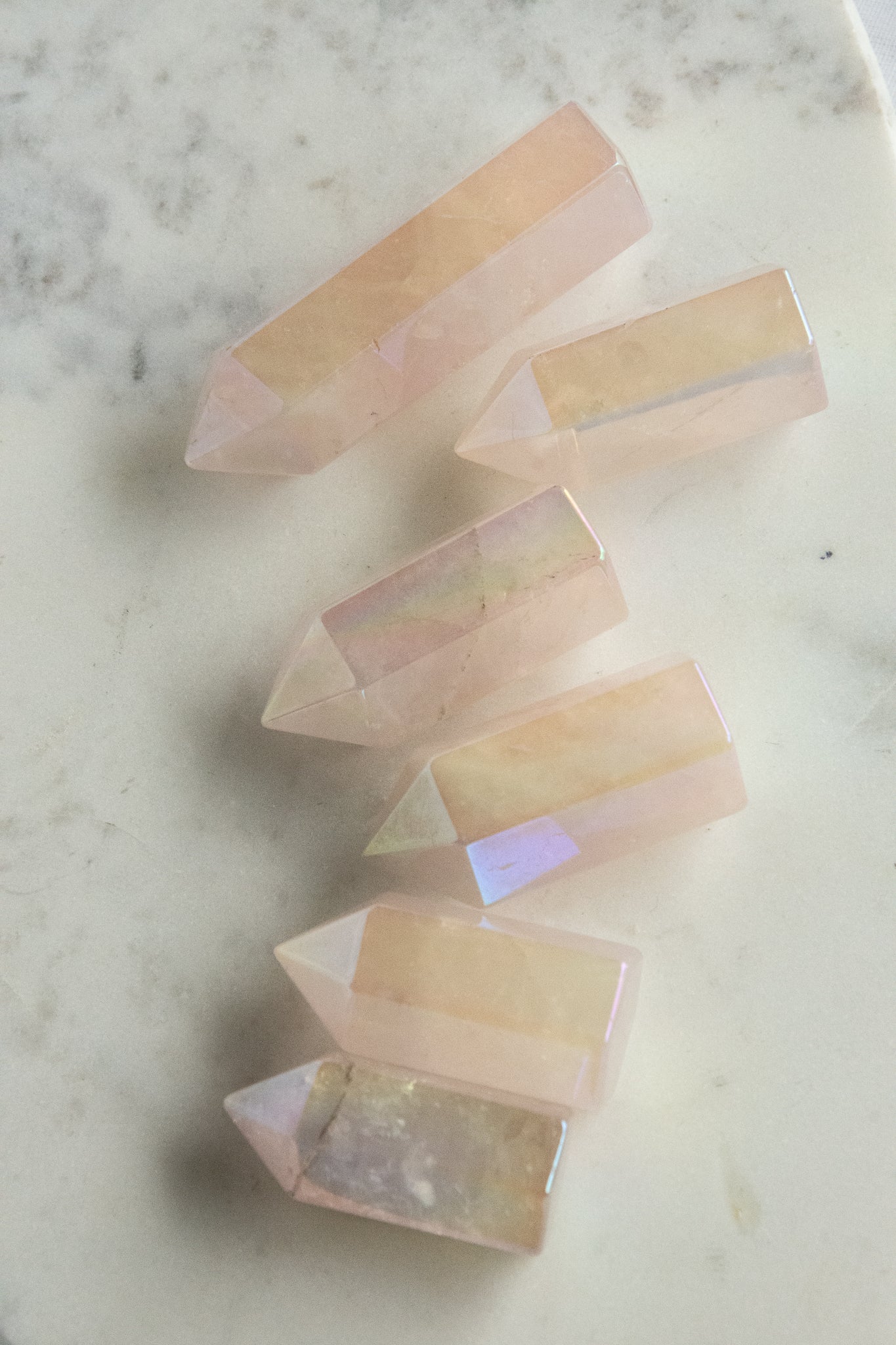 Mini pointes de quartz rose aura