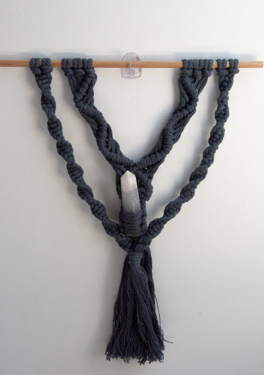 Macramé Bleu pétrole & Sélénite