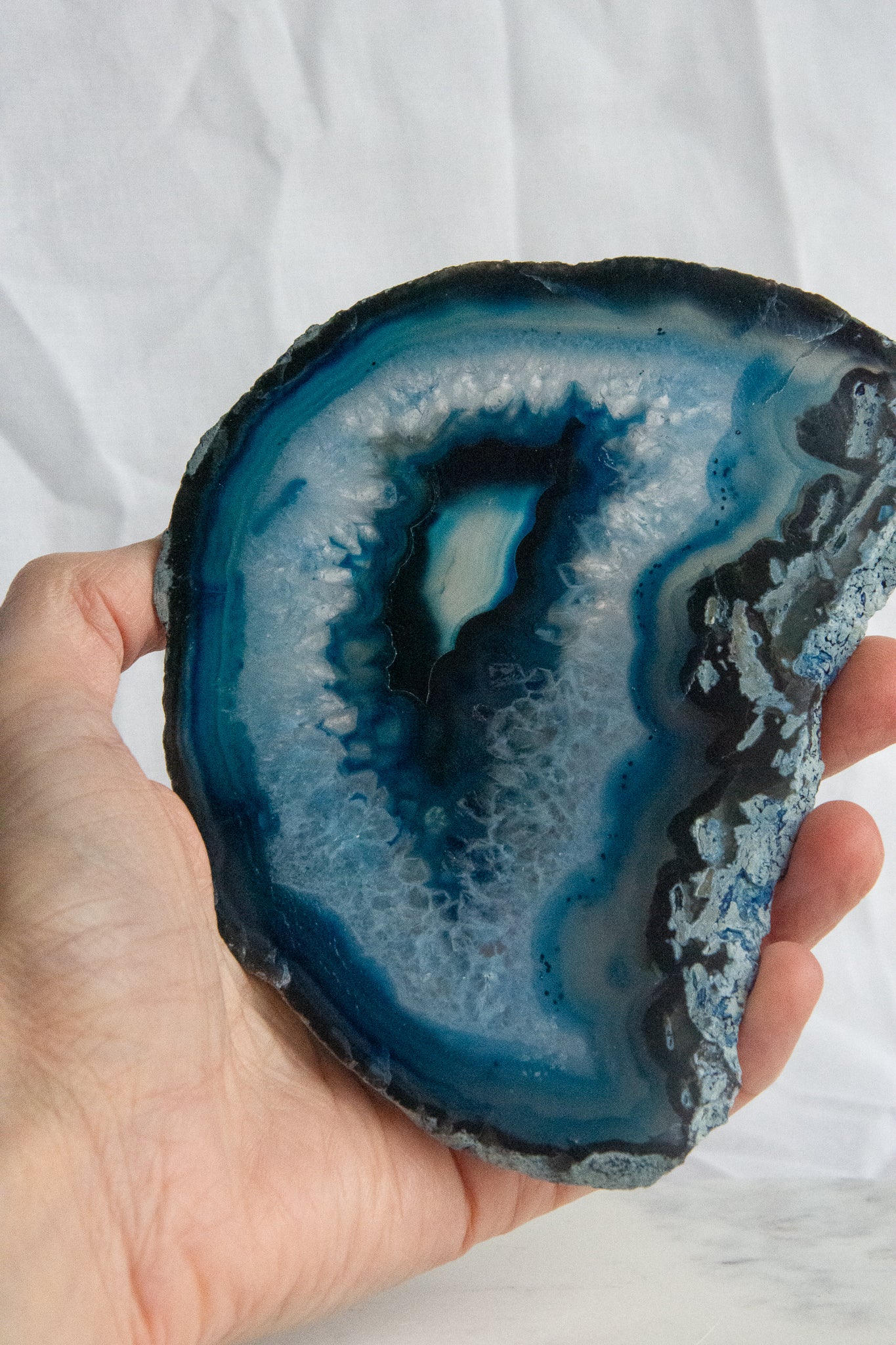 Tranche d'agate bleue XL