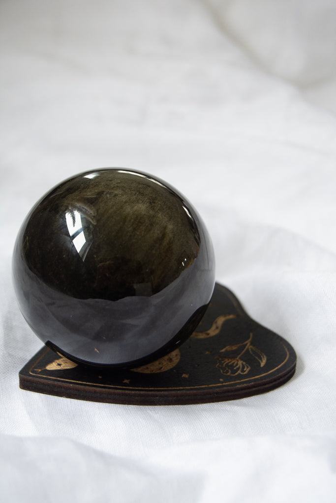 Sphère en Obsidienne dorée