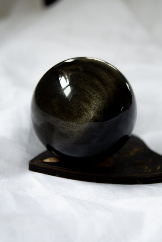 Sphère en Obsidienne dorée