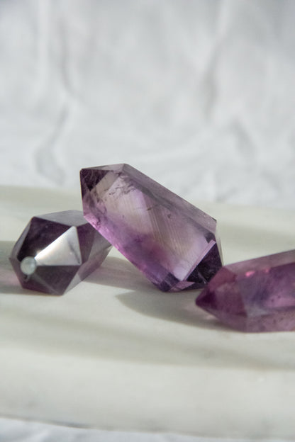 Double pointe en Améthyste translucide