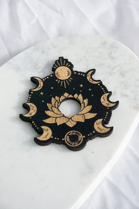 Support sphère cycle lunaire en bois
