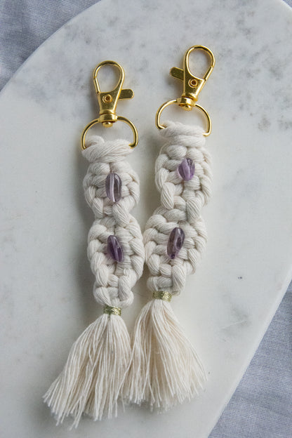 Porté clé macramé et pierre naturelle