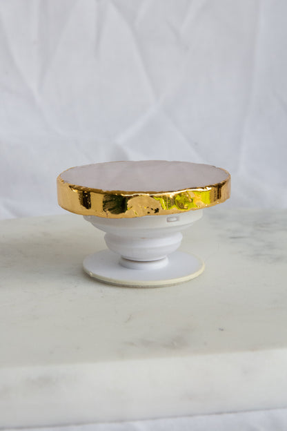 Poignée de téléphone en quartz rose