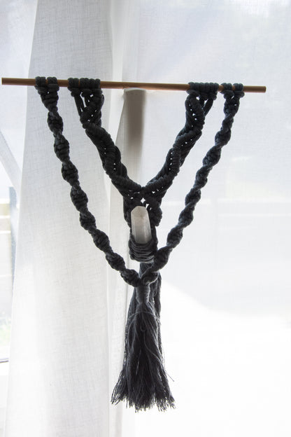 Macramé Bleu pétrole & Sélénite