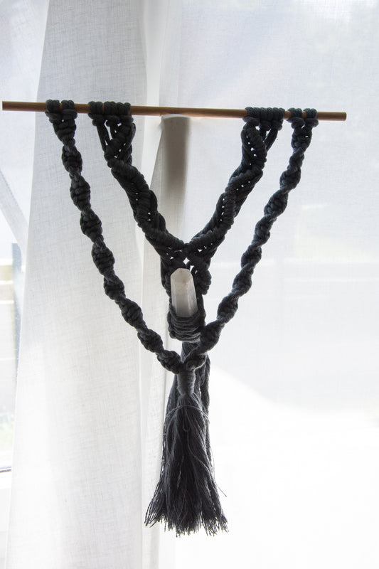 Macramé Bleu pétrole & Sélénite